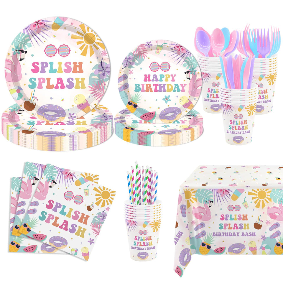 MEHOFOND Splish Splash large plates for vibrant pool party meals.