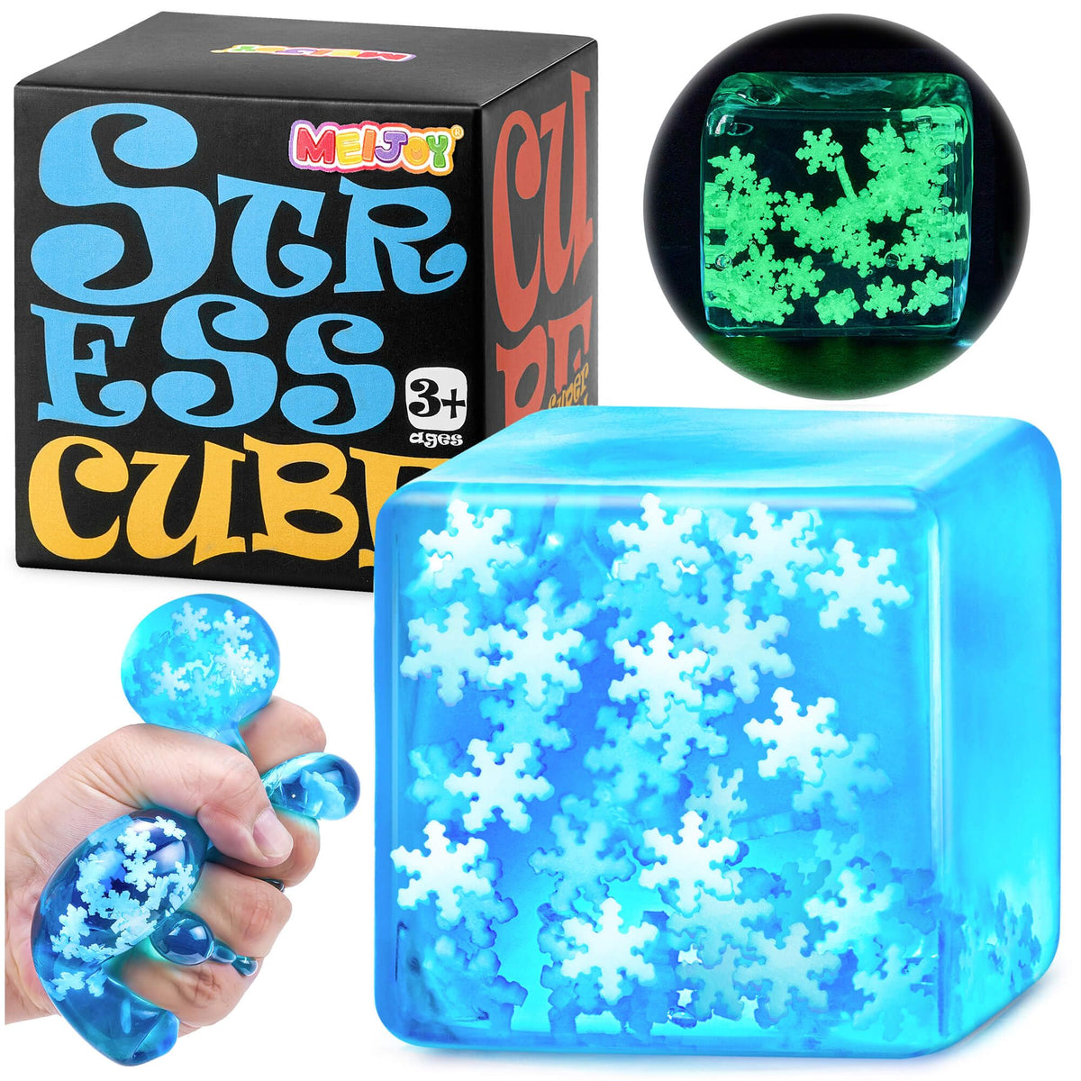 Meijoy squishy fidget toy stress cube closeup for tactile relief