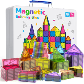 MEIQ 100-piece master set tiles laid out for creative castle building