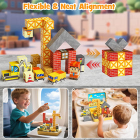 MEIQ 3D structure build showing castles and vehicles in action.