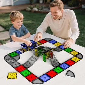 MEIQ magnetic downhill racer set curve track for exciting turns