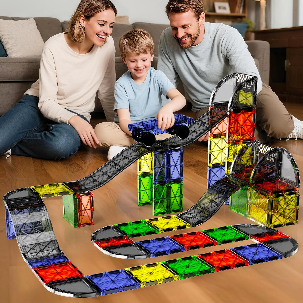 MEIQ magnetic downhill racer set packaging is gift-ready and safe