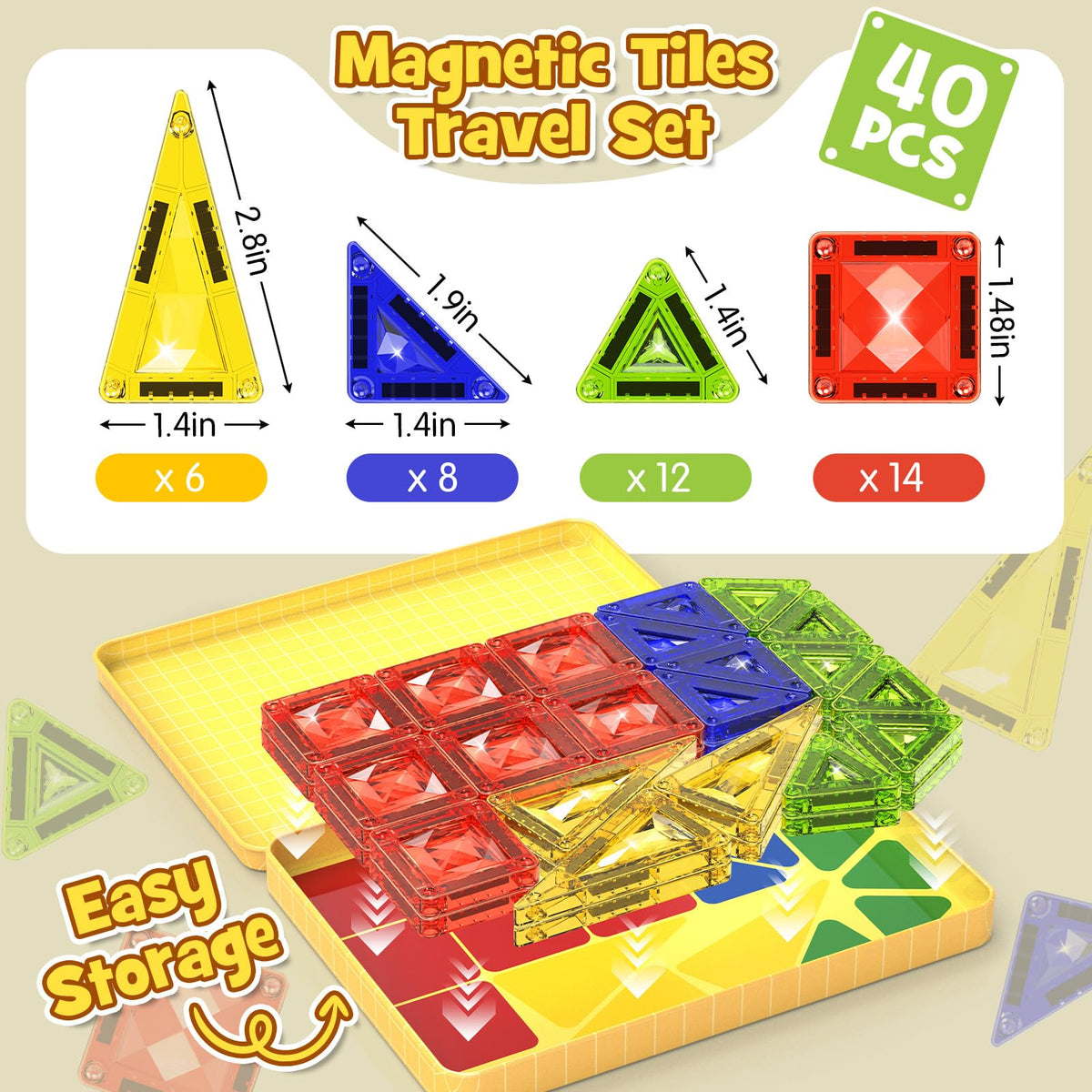 MEIQ yellow metal storage box keeps pieces organized and ready for travel.