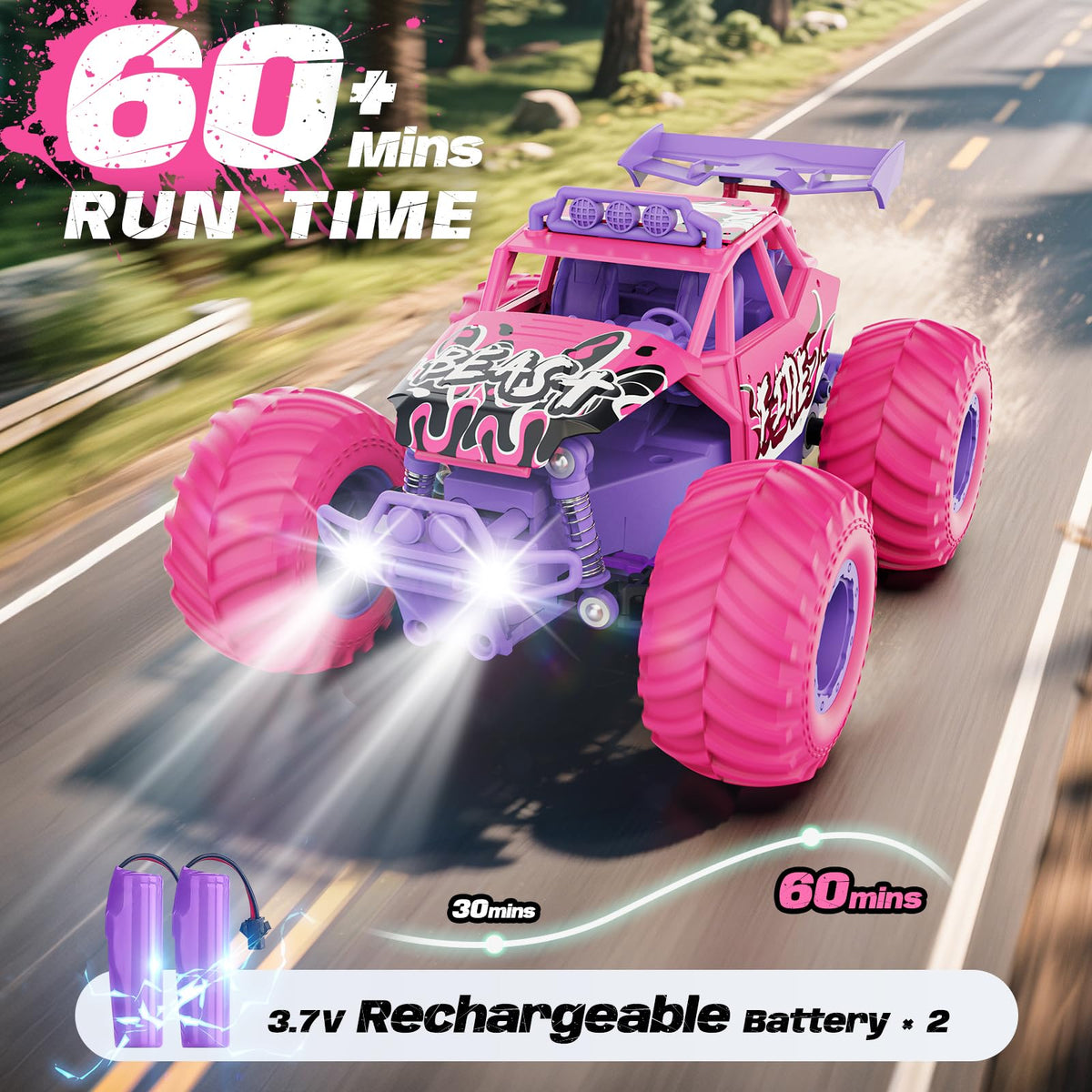 Meislane RC car LED headlights lighting the path for night play
