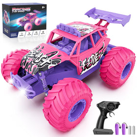 Meislane remote control car pink front view with LED headlights for evening fun