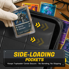 MEIYODECK Toploader Binder 9-pocket layout organizes cards for quick access.