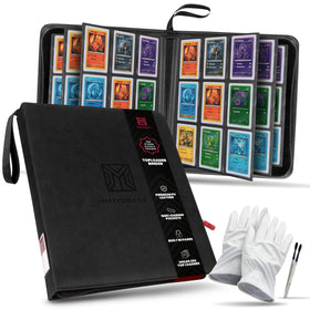 MEIYODECK Toploader Binder front cover with premium PU leather for travel-ready protection.