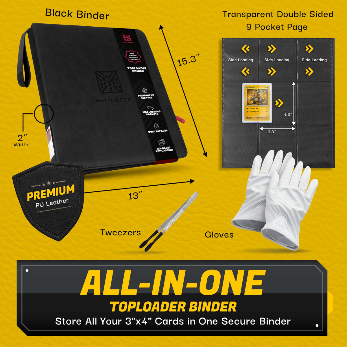 MEIYODECK Toploader Binder ringless pages reduce friction during flipping.