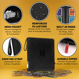 MEIYODECK Toploader Binder water-resistant cover safeguards cards during travel.
