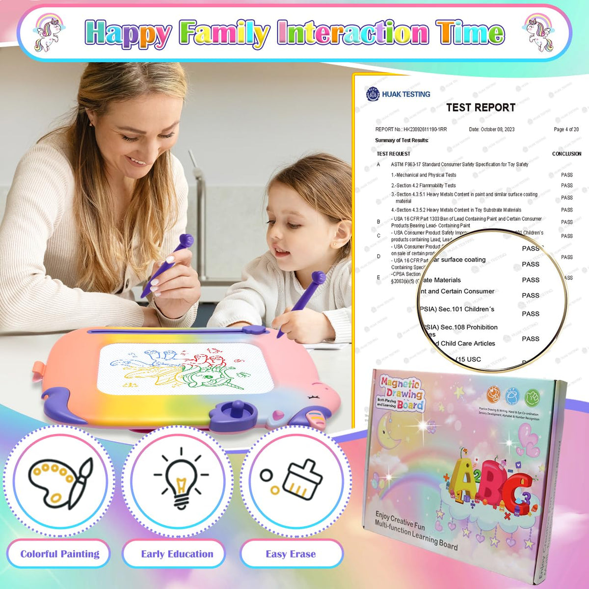 MEJCFARI toddler doodle board with colors to learn shapes and writing.