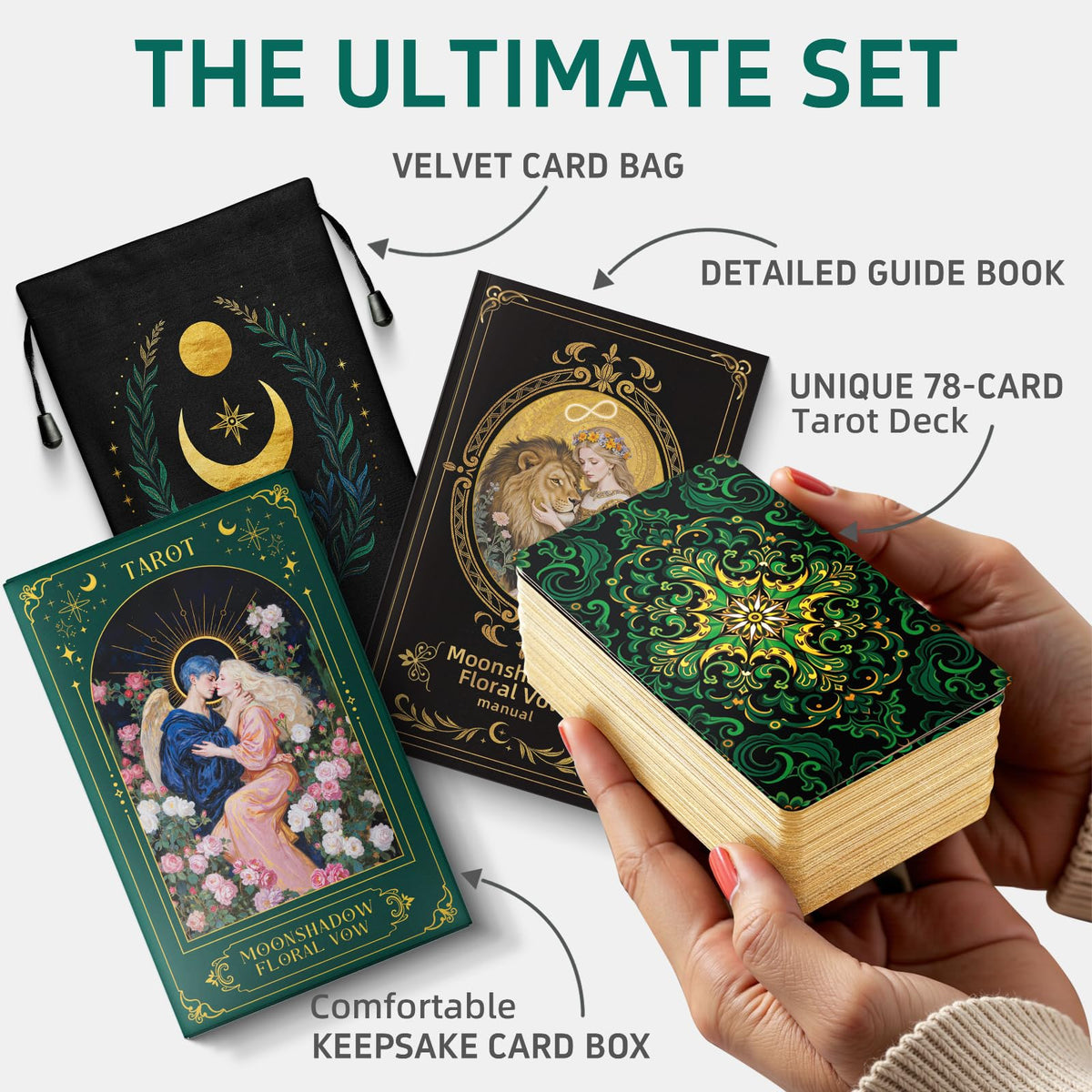 Moonshadow Floral Vow card back with floral motif for calm readings.