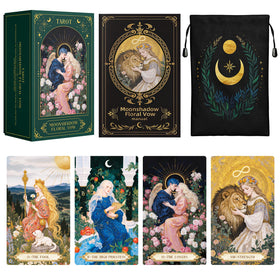Single card showing gold foil detailing from Moonshadow Floral Vow deck.