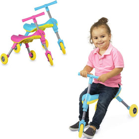 MEKBOK Fly Bike outdoor blue session, perfect for park or driveway play.