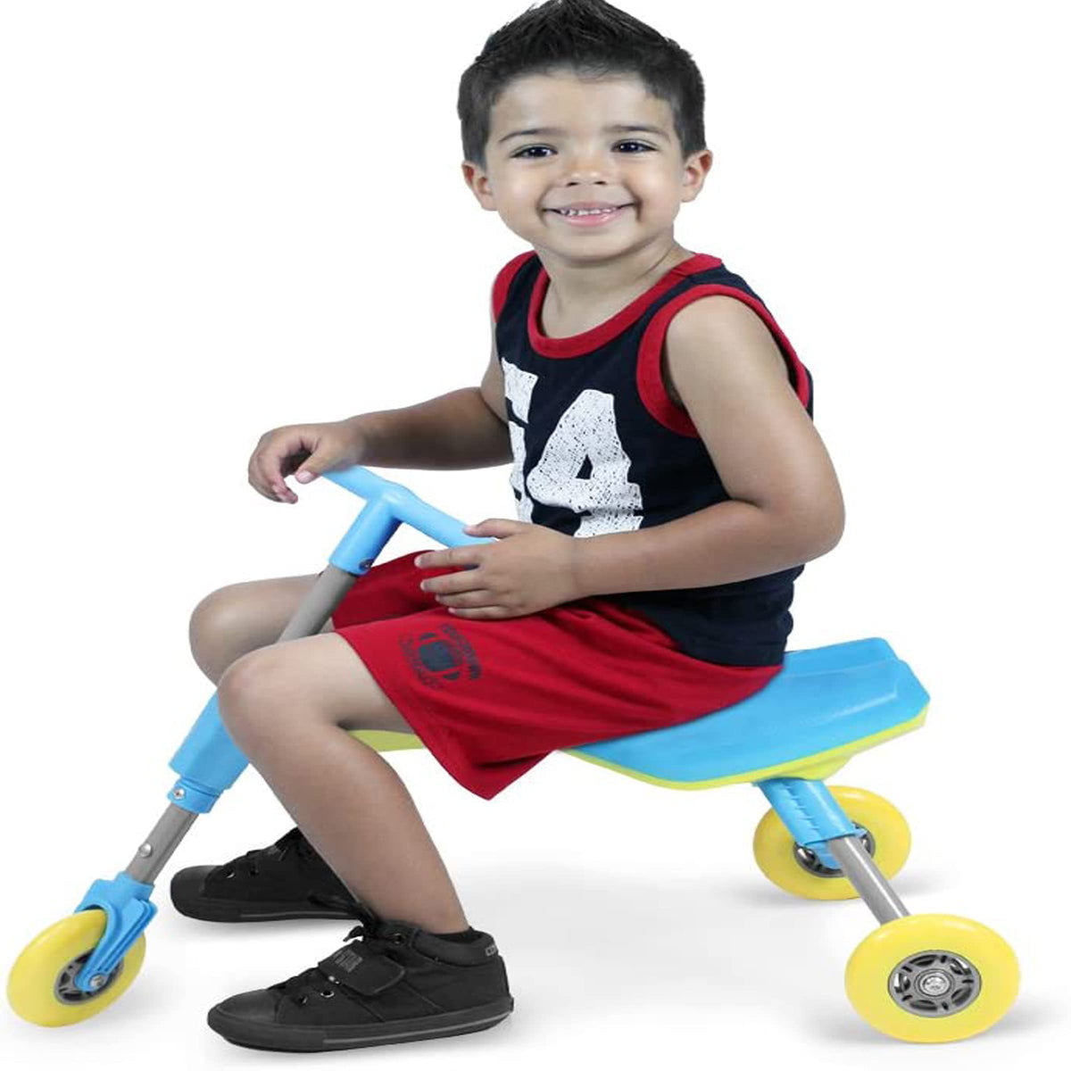 MEKBOK Fly Bike blue seat, comfortable ride for toddlers.