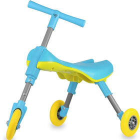 MEKBOK Fly Bike blue wheels, smooth roll on indoor and outdoor surfaces.
