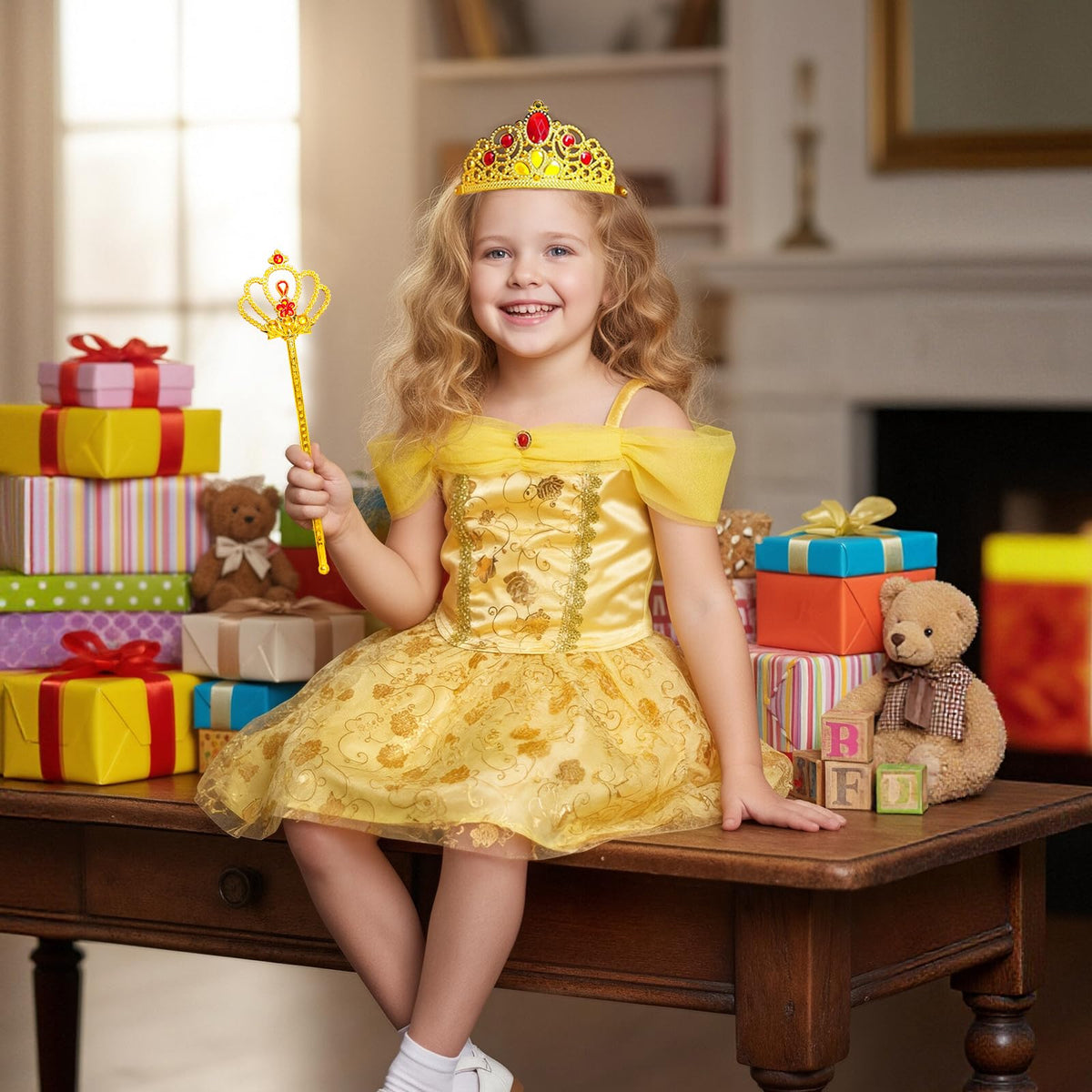 open lace back dress Meland Princess Dress Up Set for Girls 3-8