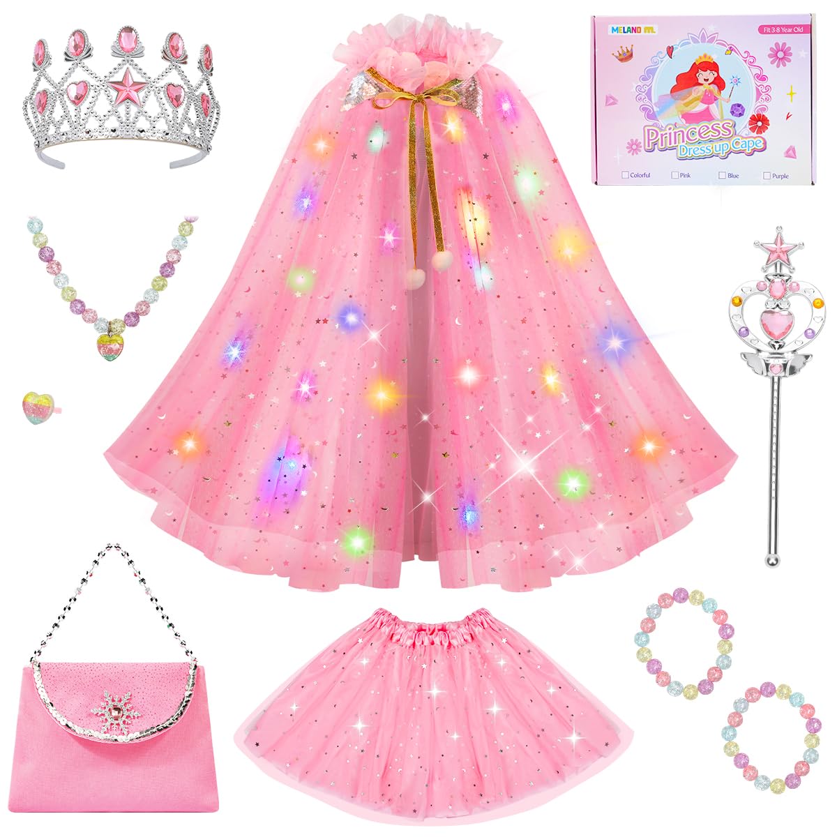 Meland glowing cape with dress creates a magical princess look for parties