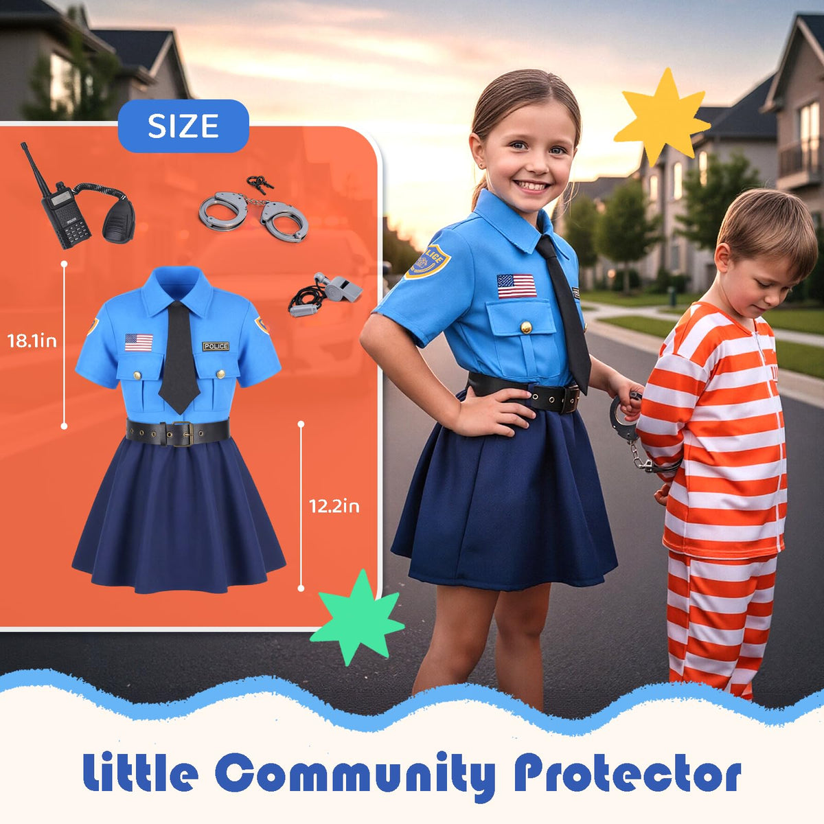 Meland career day firefighter costume for kids, encourages active play