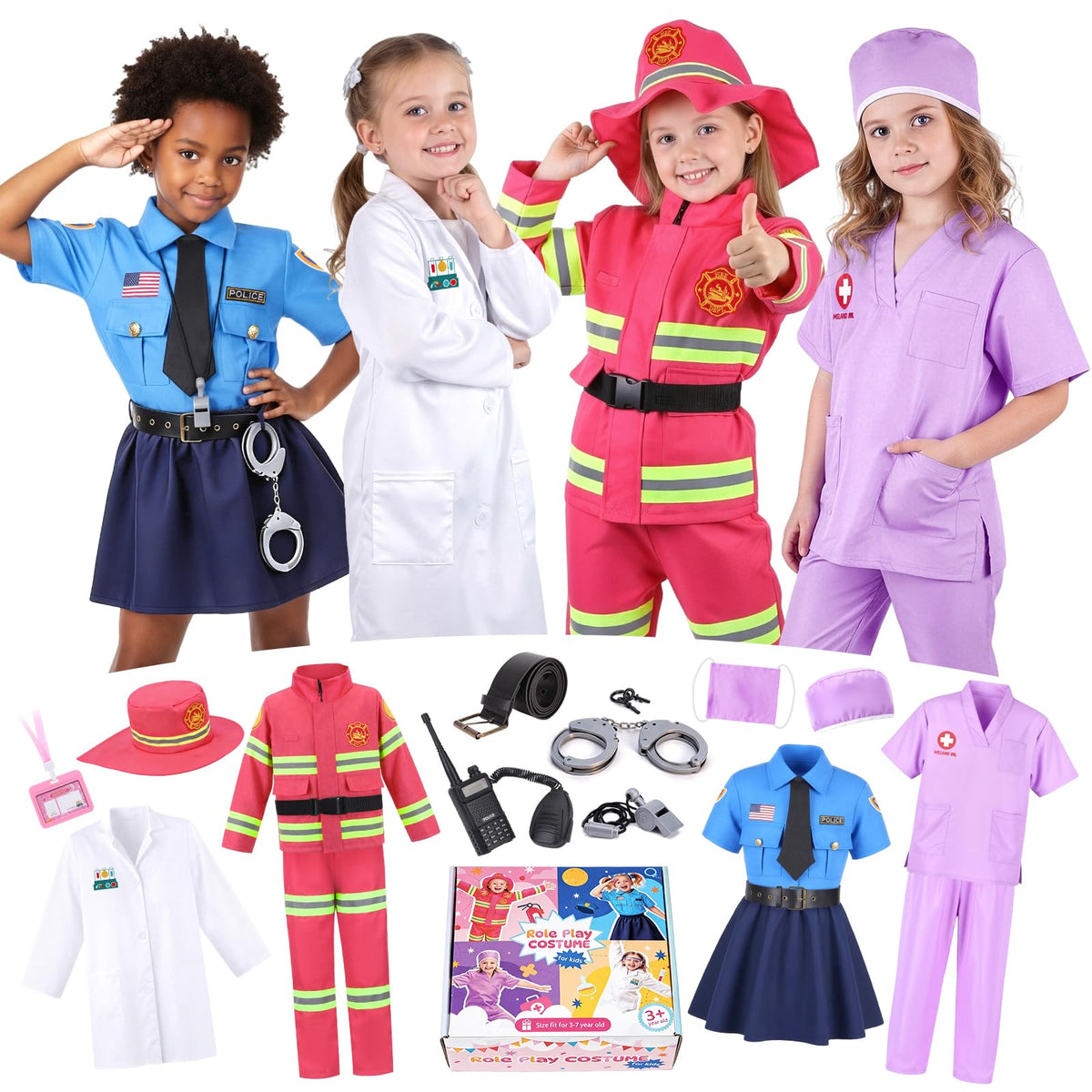 Meland career day police officer costume for kids, boosts imaginative role-play