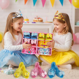 Meland crowns, wand, jewelry stored in the trunk for organized pretend-play