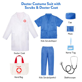 Meland doctor costume for kids: blue dress-up ensemble for pretend play.