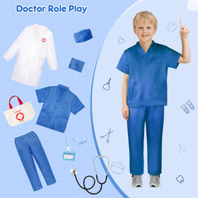 Meland doctor costume for kids: name card completes the professional look.