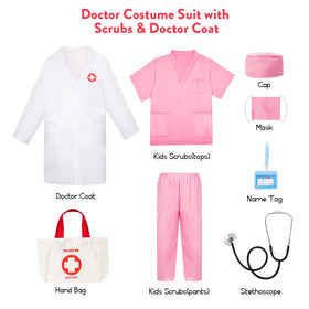 Meland kids scrubs top in pink green for realistic dress up.