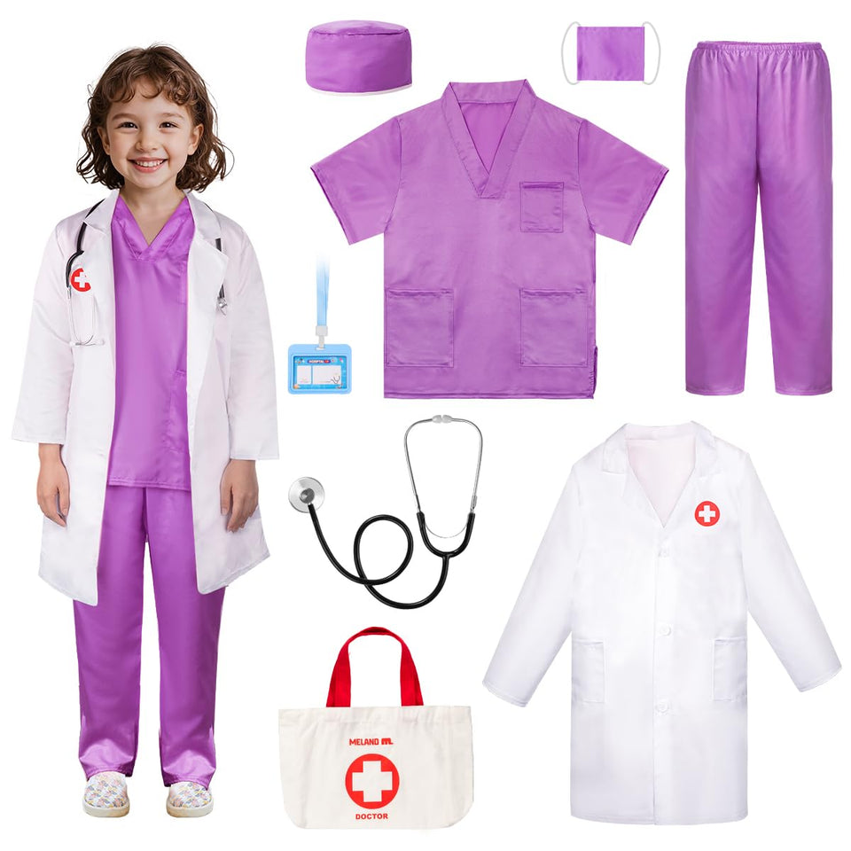 Meland doctor costume kit for kids ready for imaginative play and role-play adventures.