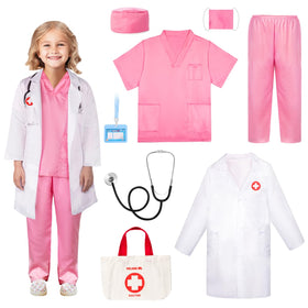 Meland doctor costume pink set for imaginative play and dress-up fun