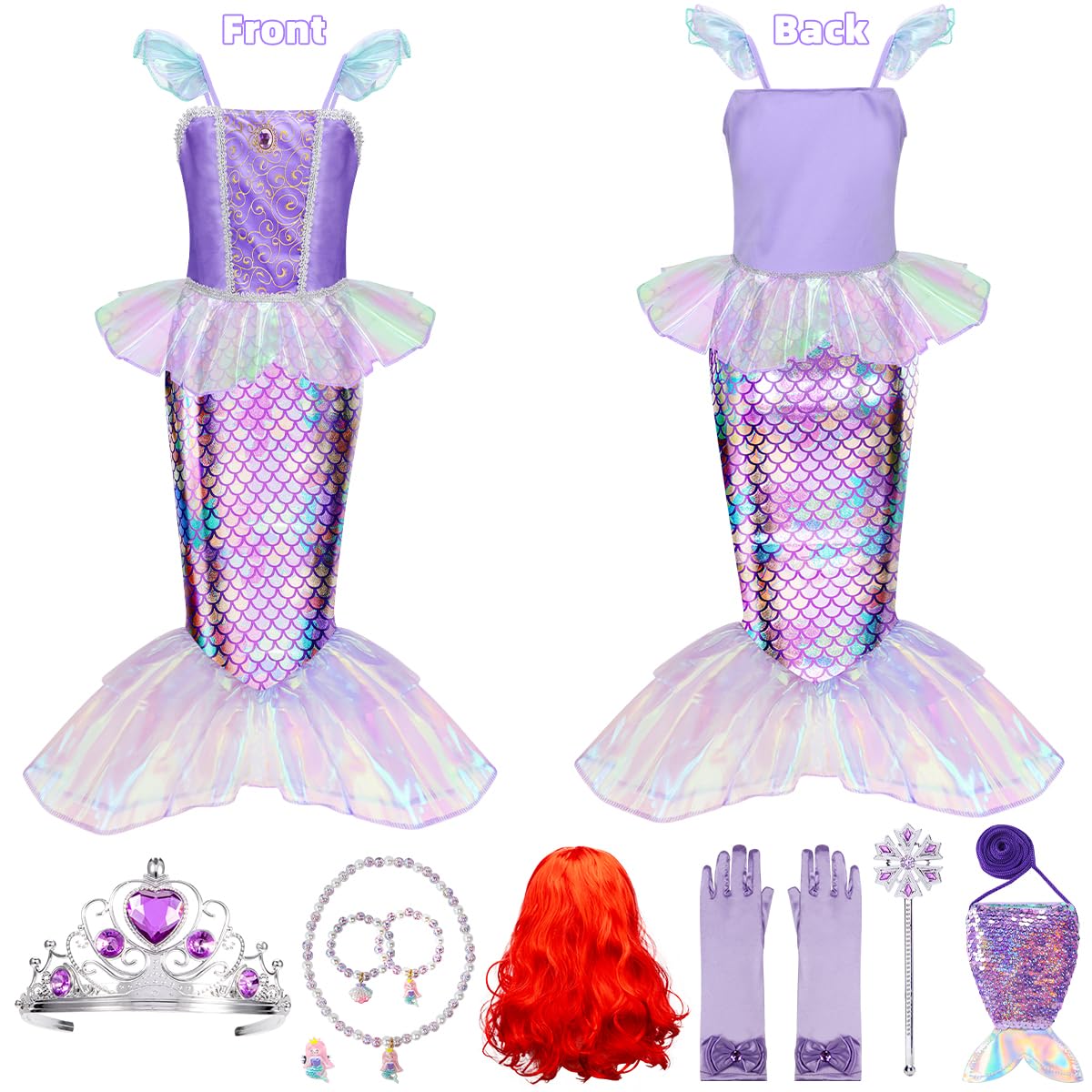 Meland giftable mermaid dress-up set for girls ages 3-8 and birthdays.