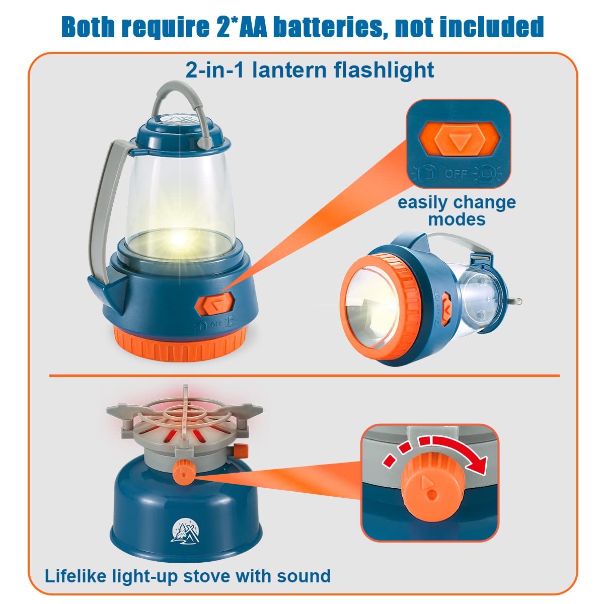 Meland Kids Camping Set Flashlight Lantern with dual light modes