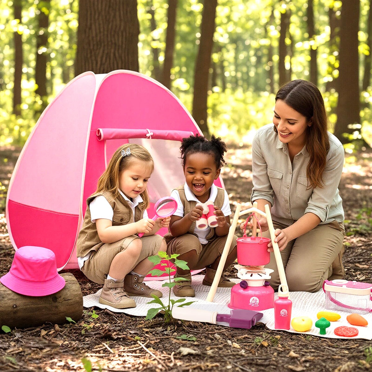 Meland camping set sun hat enhances imaginative outdoor roleplay.