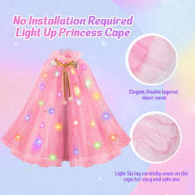 Meland light-up cape detail with sewn lights for dazzling nighttime wear