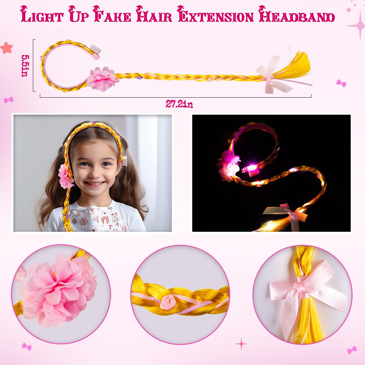 Meland light-up princess dress pink back view with sparkle