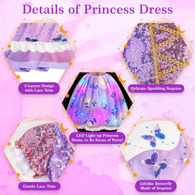 Removable underskirt lights add versatile sparkle to Meland dress