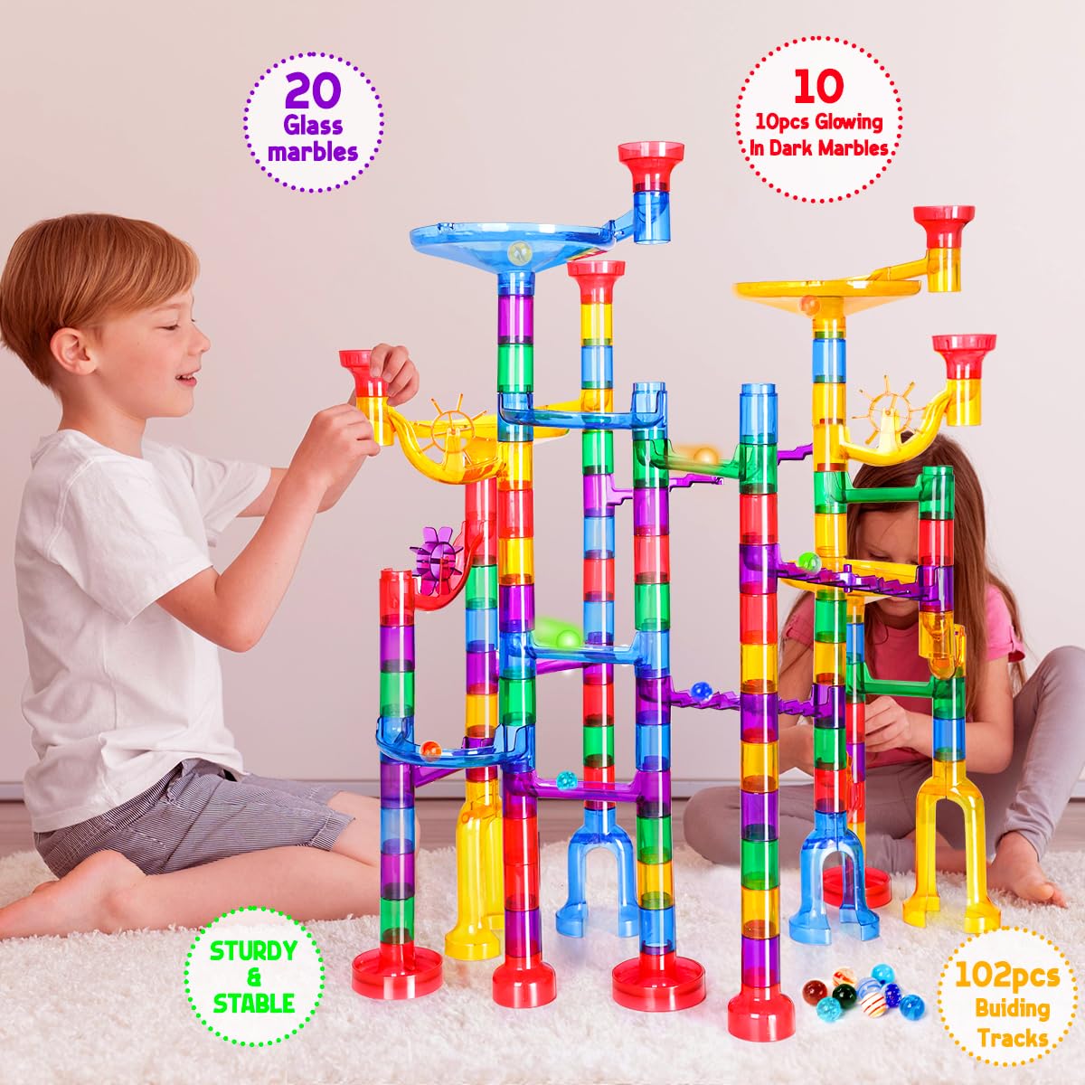 Meland Marble Run eight-tower bases support larger, sturdier marble runs.
