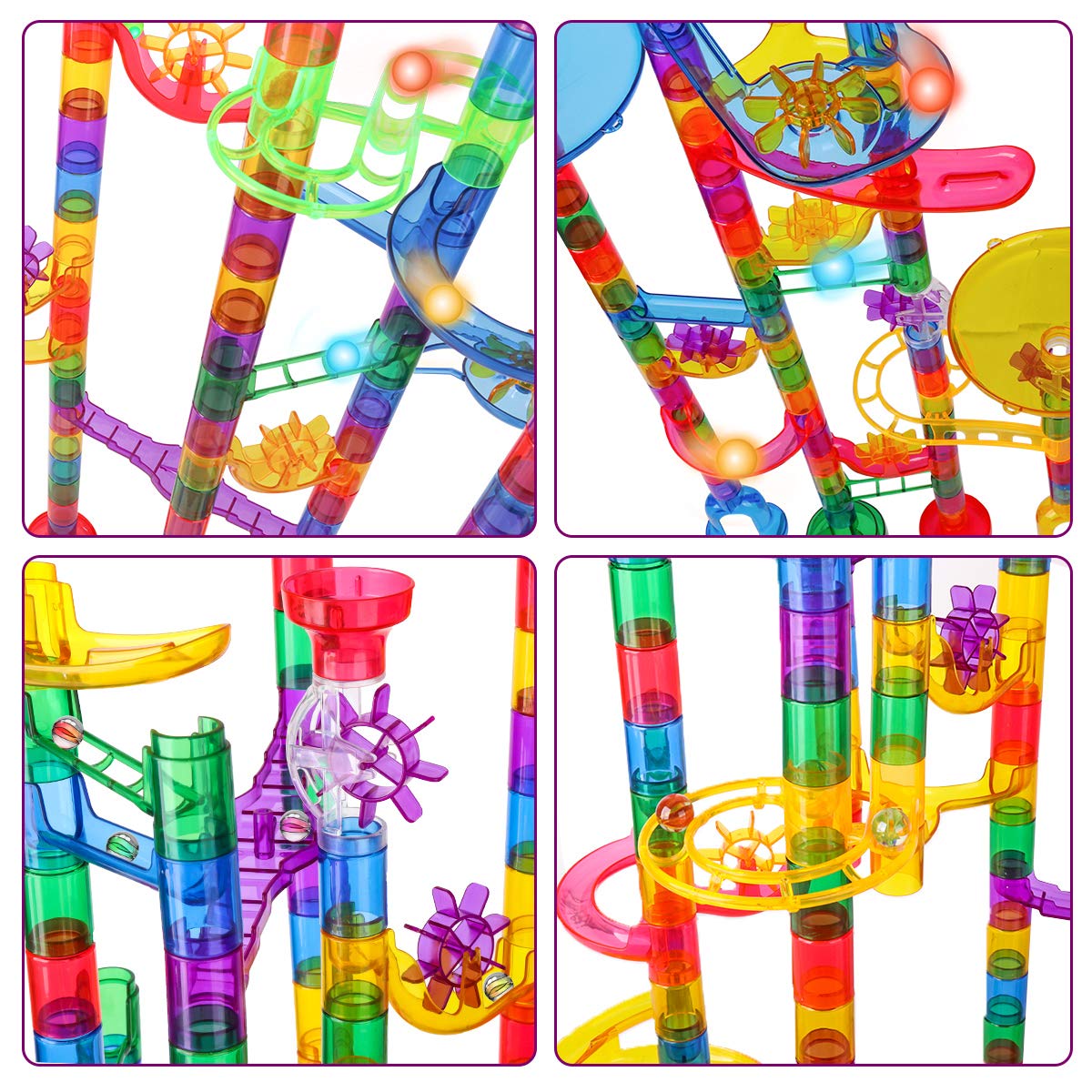Meland action pieces enable diverse marble run designs