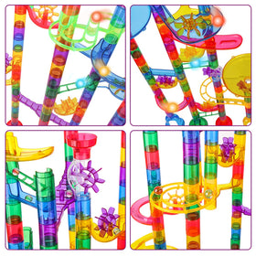 Meland action pieces enable diverse marble run designs