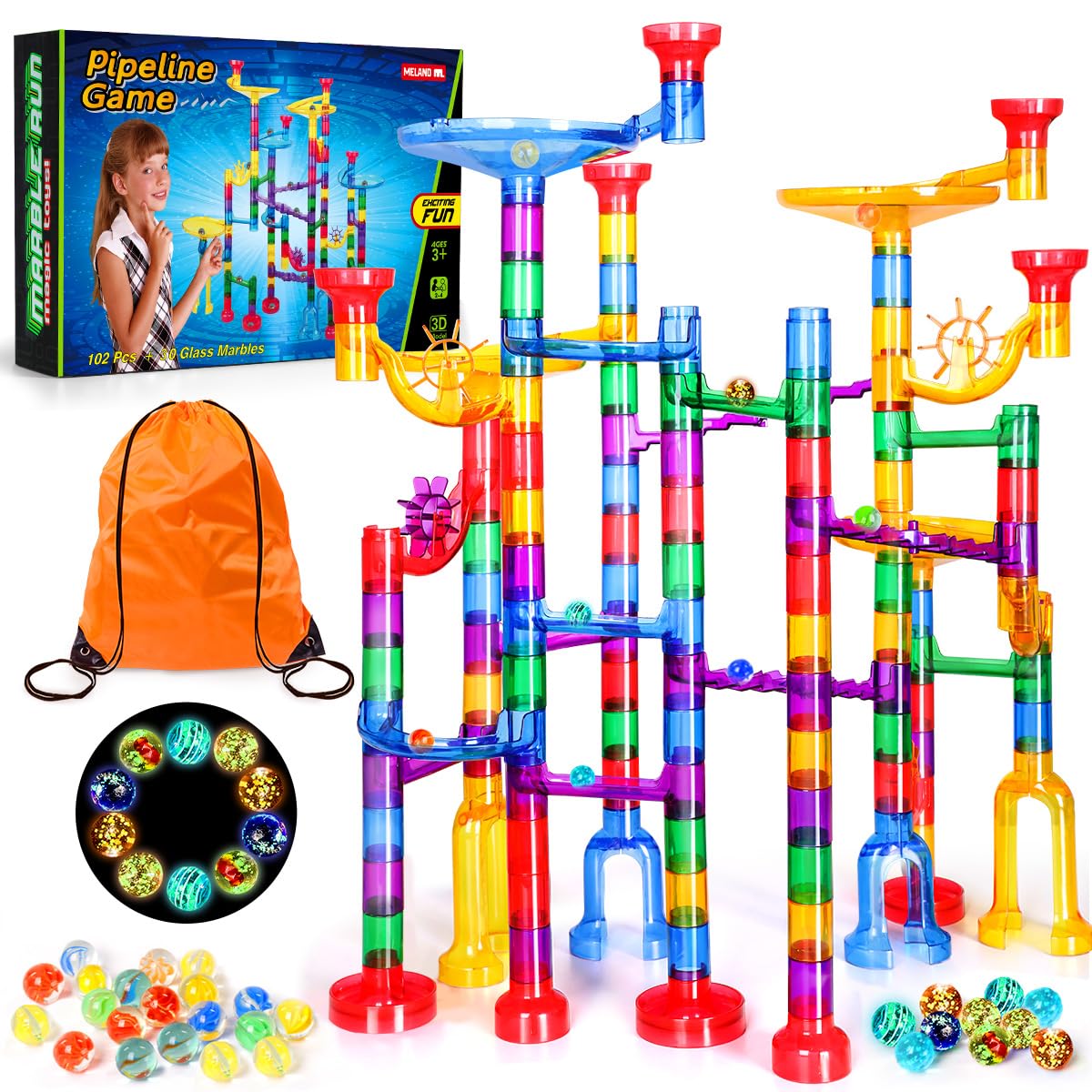 Meland Marble Run assembly setup shows kids building creativity and fine motor skills.