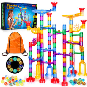 Meland Marble Run assembly setup shows kids building creativity and fine motor skills.