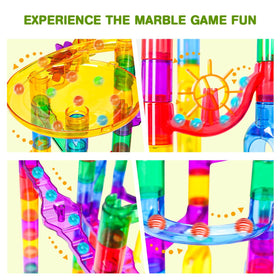 Meland Marble Run glow-in-the-dark marbles brighten evening play.