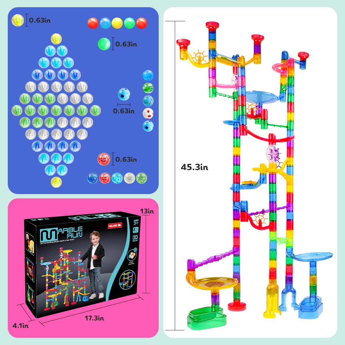 Meland Marble Run S-turn slide and gradient paths in action.