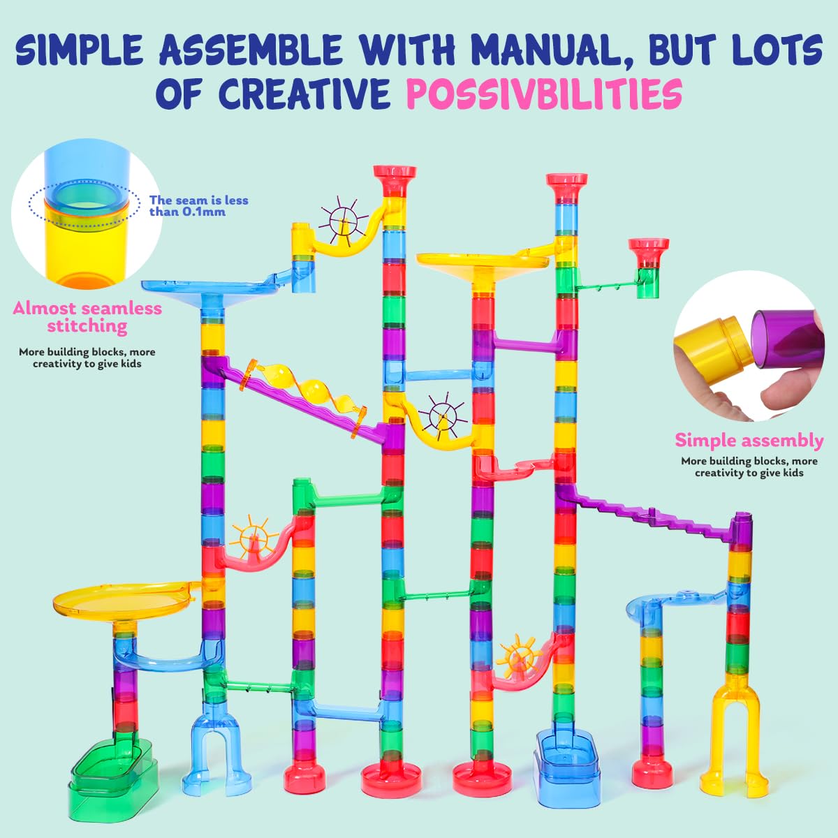 Meland Marble Run Y-splitter guiding marbles into dual paths.