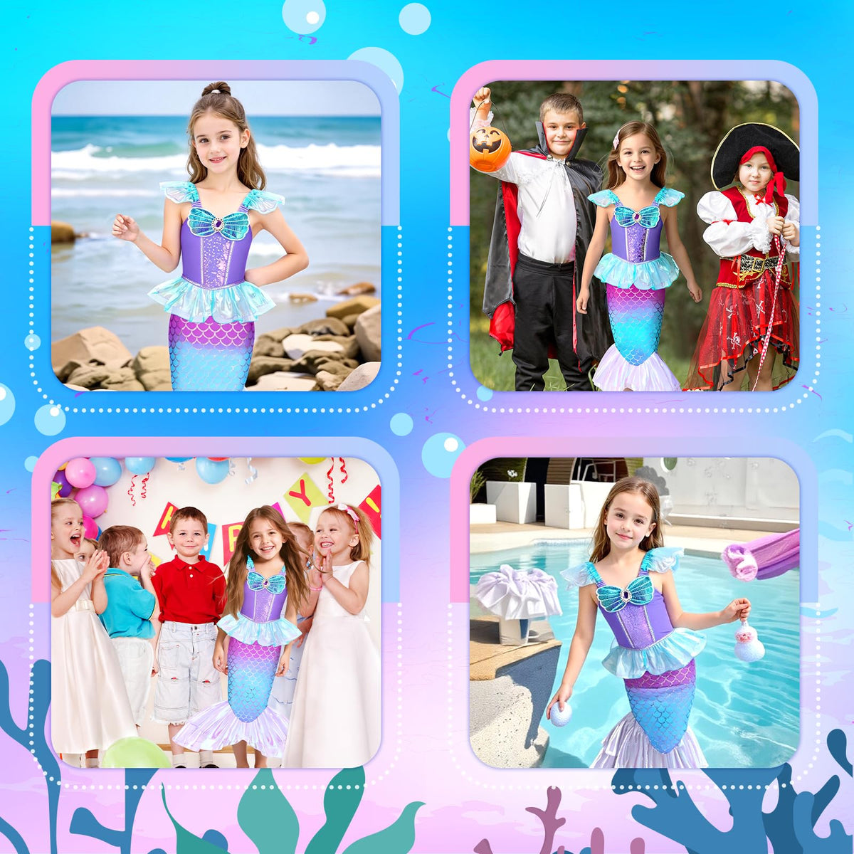 Meland Mermaid Costume crown adds royal flair to the princess look.