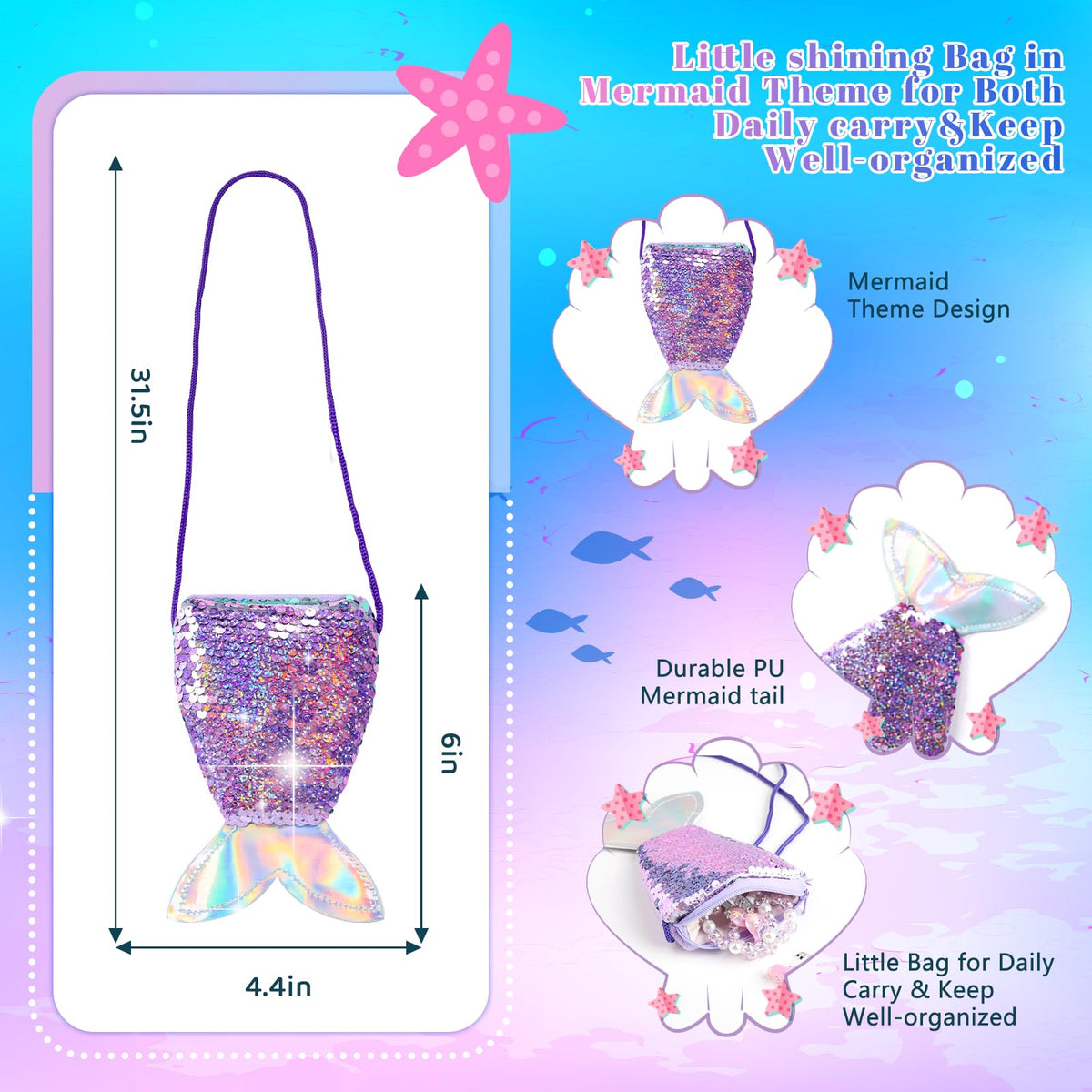 Meland Mermaid Costume gloves offer soft comfort during dress-up play.