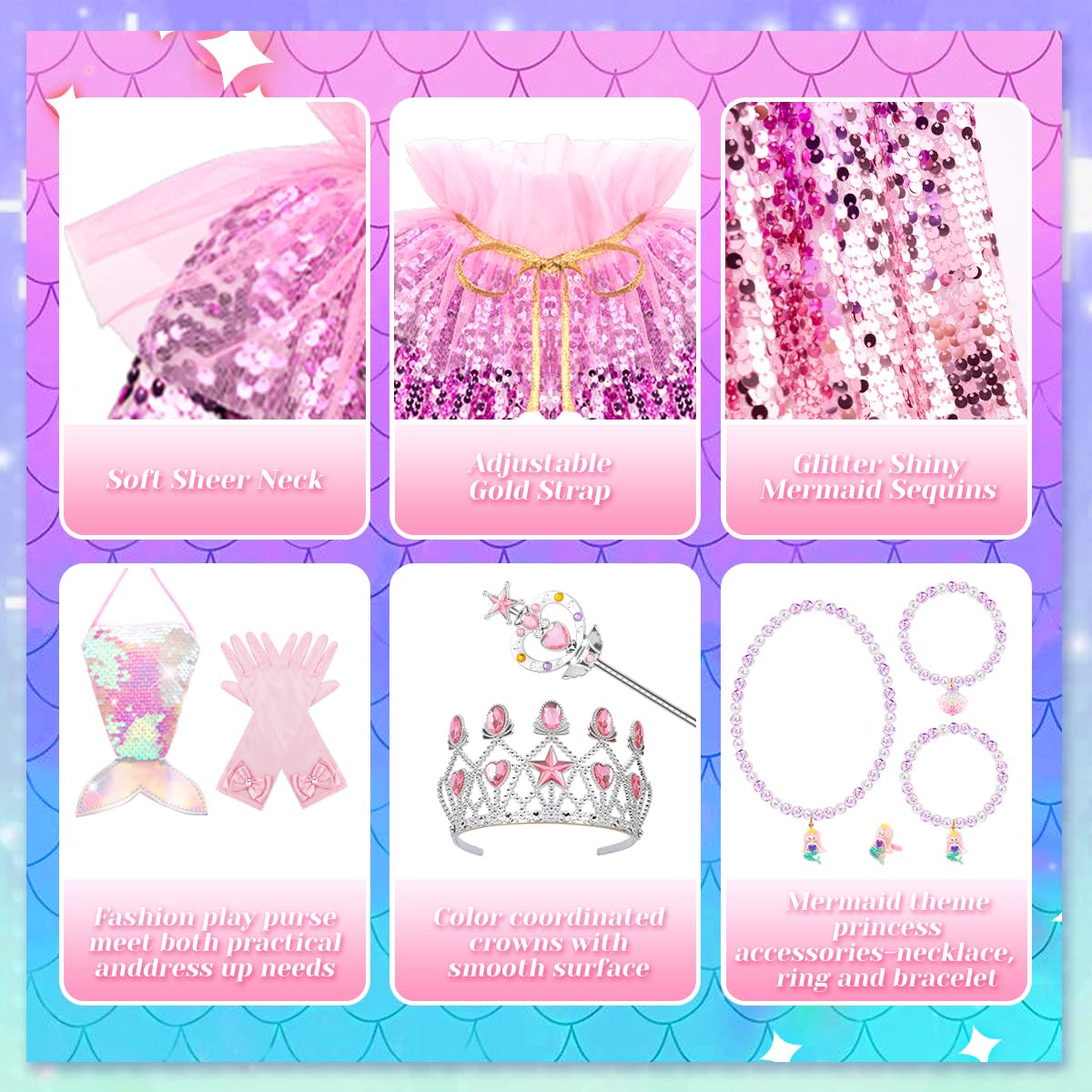 Meland mermaid toy accessories set to complete a magical costume