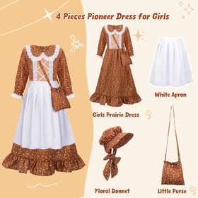 Meland Pioneer dress brown lace collar detail, adds refined vintage charm to dress-up.