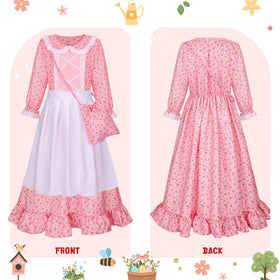 Meland Pioneer dress pink full costume highlights vibrant color option for dress-up.