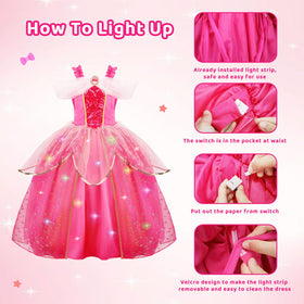Meland Princess accessories—gloves, tiara, wand—for a complete dress-up experience.
