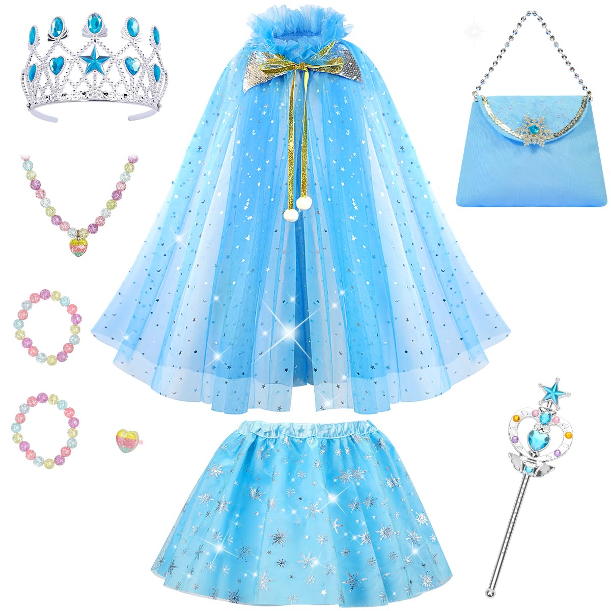 Meland Princess cape rainbow glitter, ideal for pretend play and dress-up